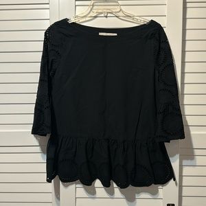 Loft cotton poplin blouse, black, size S